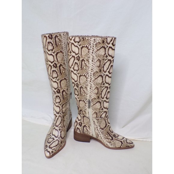 🆕 VINCE CAMUTO Beaanna Knee High Snake Print Boot Natural 8 - Picture 5 of 13